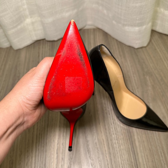 Christian Louboutin Black Patent Red Bottom Heels - Picture 6 of 9